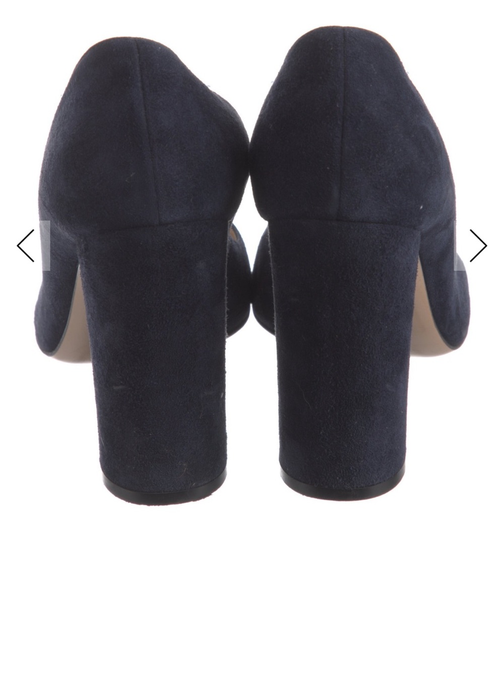 Gianvito Rossi Navy Suede Block Heel Pump - Picture 4 of 5